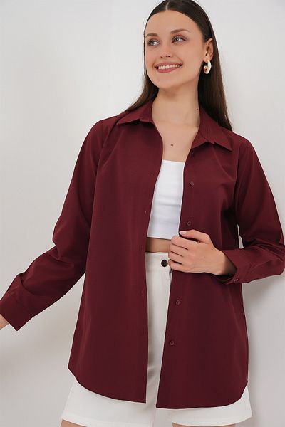 Bigdart Γυναικείο μακρυμάνικο πουκάμισο Basic 20279 - Claret Red