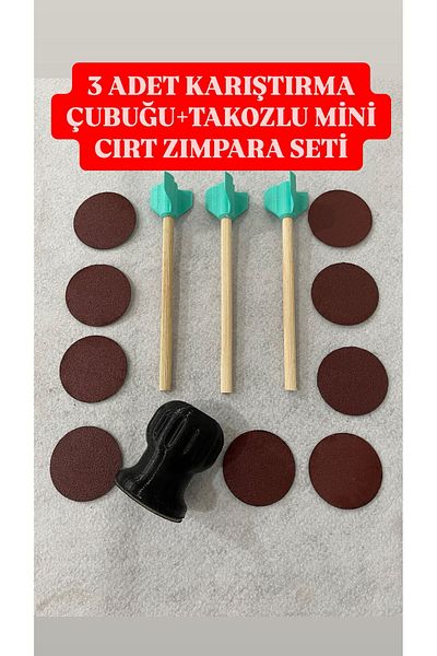 GBA Mini Velcro Sandpaper Set with Wedges 3-Piece Mixing Stick Stone Powder Jesmonite Sanding in Water