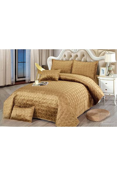 CHIRASO CHIRASO Velvet Duvet Cover Set, 5 Pieces, Duvet Cover 220 x 240 cm, 4 Pillowcases, Rusty Gold
