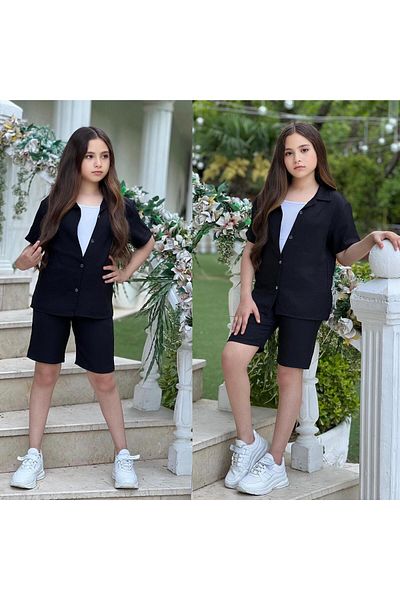 KOKOŞ BEBEK Comfortable Girl Set with Linen Shorts