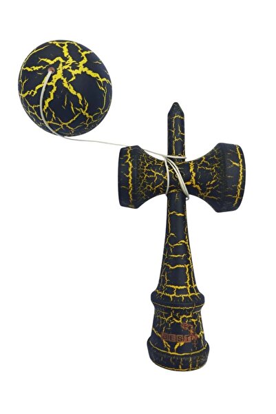 BV Kendama profesională, bilă din lemn, negru-galben, 52KD