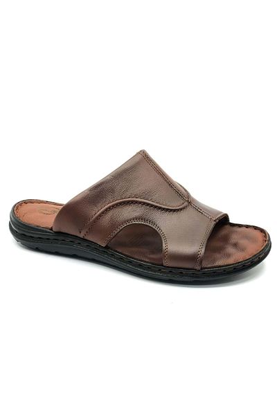 KOCAMANLAR Soldier 1925 100% Genuine Leather Men's Full Orthopedic Slippers Taba