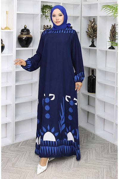 sefamerve Φόρεμα με λαβή λάστιχο 0084-01 Navy Blue