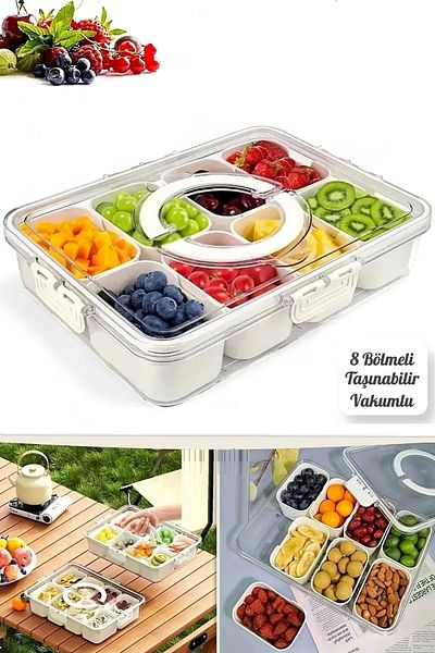 Rosemor 8 Compartment Portable Breakfast Organizer with Lock Lid Picnic Set Storage Container Food Box