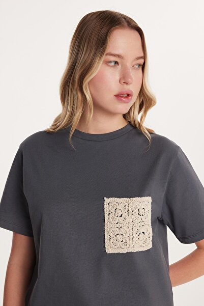 Tudors Tricou de damă Relax Fit, croială confortabilă, 100% bumbac, cu decolt...