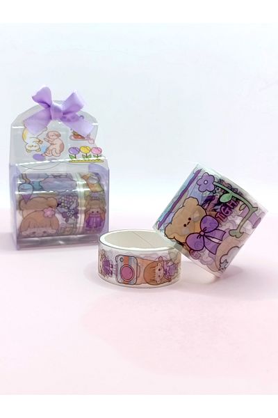 Limmy Cute Girl Bear Rabbit με τσάντα φιόγκου και διαφανές μοτίβο μπάντα - μωβ