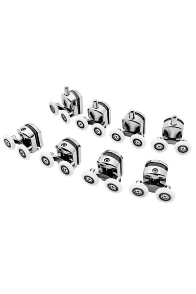 varioshop Set of 8 double wheels for VarioShop® shower cabin, universal, easy move bearings, stops included