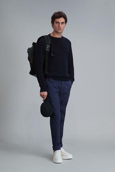Lufian 111190313 Tom Smart Men's Chino Pants Slim Fit Men's Trousers Navy Blue