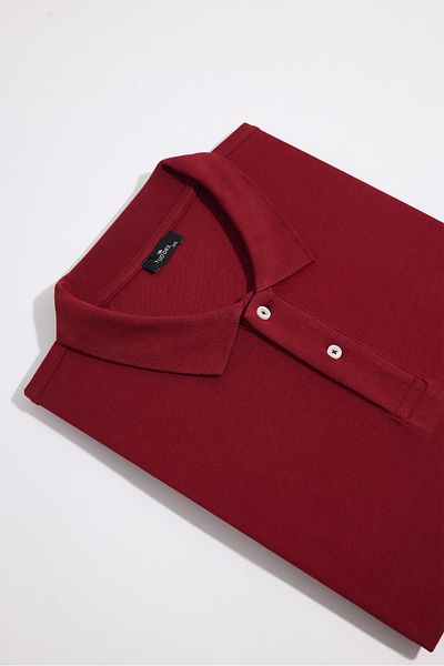 Tudors Men's Big Size Large Size 100% Cotton Plain Pique Burgundy Polo Neck T-Shirt