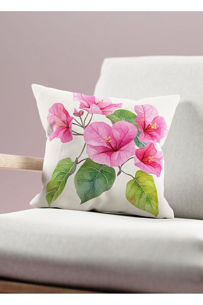 Filamente Double Sided Digital Printing Throw Pillow Cover Floral Pattern