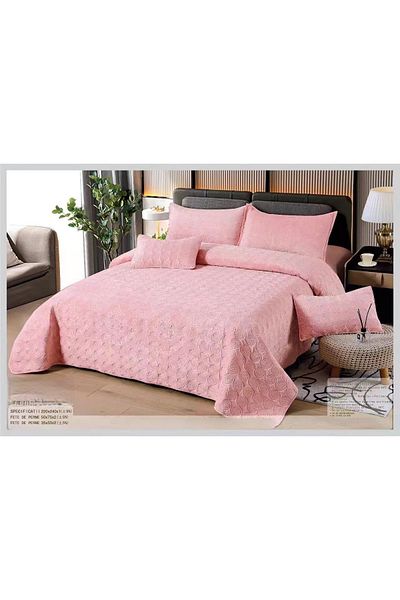 CHIRASO CHIRASO Velvet Duvet Cover Set, 5 Pieces, Duvet Cover 220 x 240 cm, 4 Pillowcases, light pink