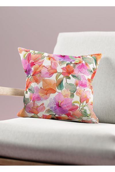 Filamente Double Sided Digital Printing Throw Pillow Cover Floral Pattern