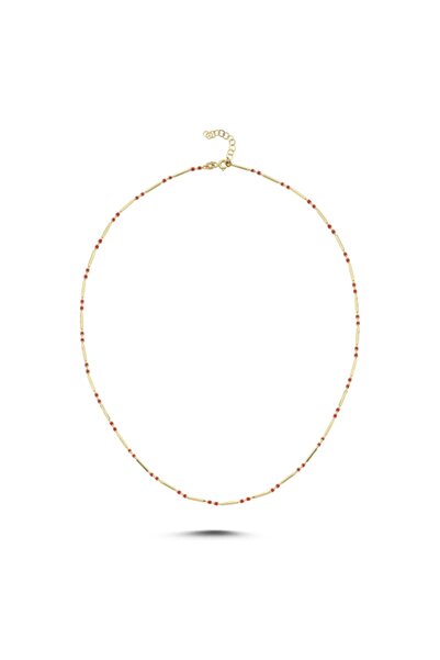 Koçak 14 Ayar Kırmızı Renkli Tasarım Altın Kolye