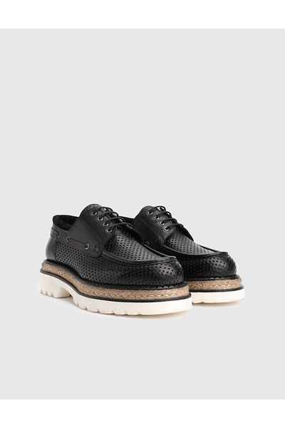 İLVİ Hobart Genuine Leather Black Men's Oxford Shoes