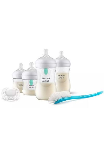 Philips Avent Set pentru bebelusi Philips Avent Natural Response SCD657/11,Perie si patru tetine, 0-6 luni, Transp