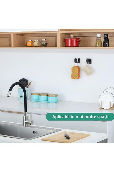 varioshop Set 4 cuiere autoadezive VarioShop®, utilizare universala, montare rapida, rezistenta 5 kg, 55 x 55