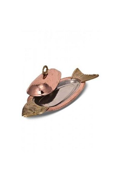 Tanemce Orkinos Fish Presentation Plate with Lid 60 cm Hand Forged Red