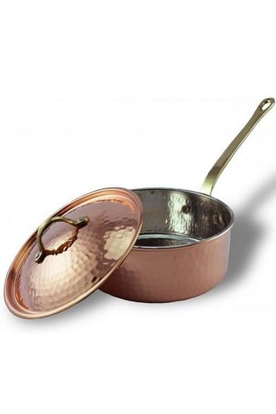 Rotanev Italian Pot Single Handle 26 cm Hand Forged Red Copper Pot