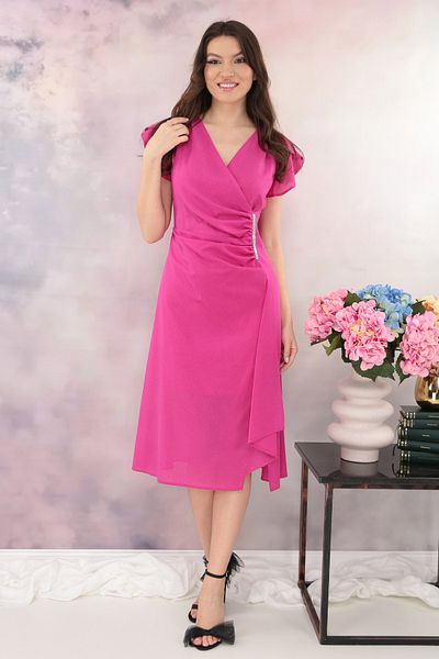 Bemar Rochie fucsia de ocazie cu glitter si fronseuri