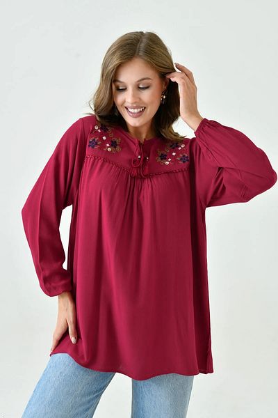 LİFERA Lifera Şile Fabric Embroidered Mother Blouse