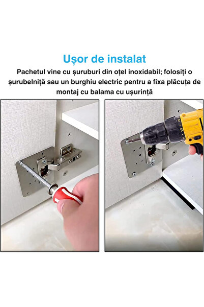 varioshop Set 4 Placi de Fixare pentru Repararea Balamalelor VarioShop®, Utilizare Universala, Usor de Montat