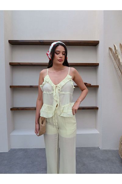 ESRAHELVACI Front Tie Ruffle Suit