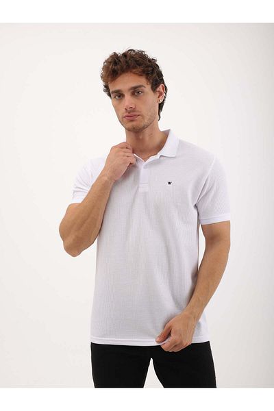 WKM Men's Regular Fit Polo Neck Wafil Basic T-Shirt