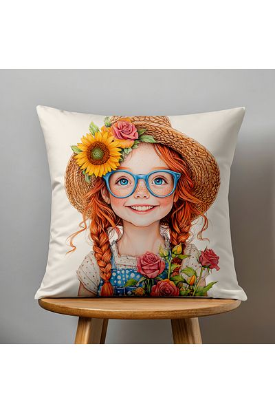 Filamente Double Sided Digital Printing Throw Pillow Cover Kids Room Girl Patterned