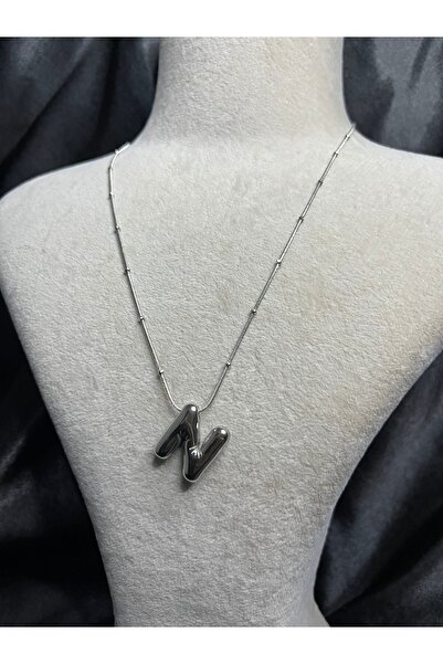 Fam&Co Jewelry Gümüş Renk Balon Harf Kolye – N Harfi, Şık Ve Minimal Tasarım