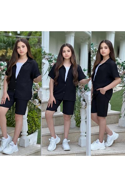 KOKOŞ BEBEK Comfortable Girl Set with Linen Shorts