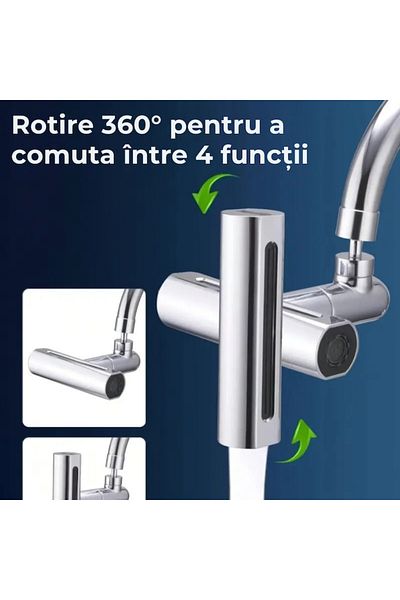 varioshop Aerator pentru robinet VarioShop®, 4 moduri de dispersie a apei, rotire 360 grade, filet extermior