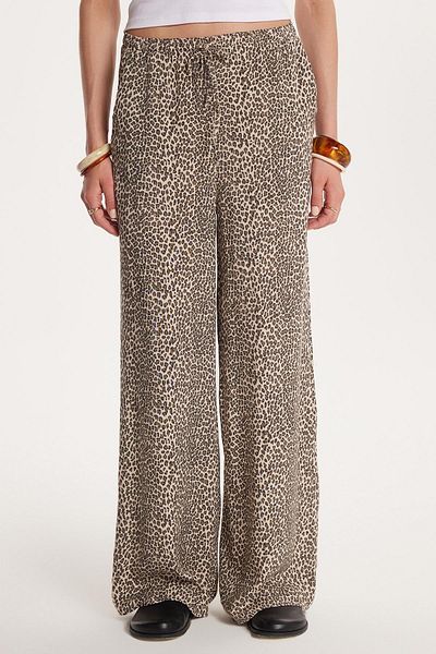 Tudors Women's Relax Fit Relaxed Cut Elastic Waist Lace up Printed Viscose Trousers