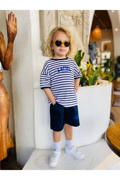 Laciel Prs Tikyti̇p Kids - La'Ciel Paris Striped Shorts T-Shirt Two-Piece Set