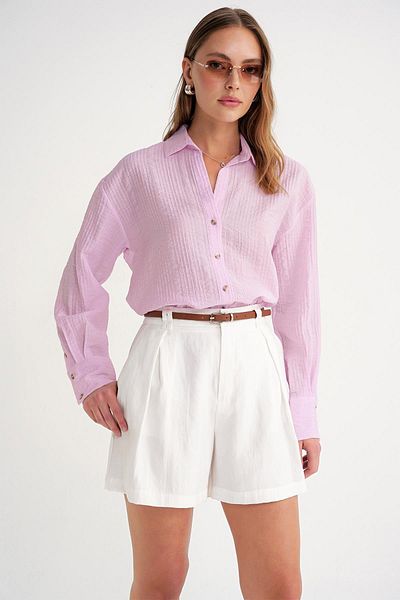 Mixray 4642 Women's Epaulet Kraşlı Shirt Pink
