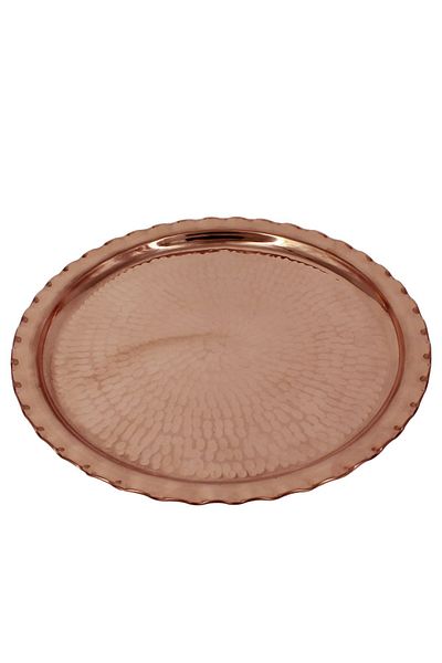 Tanemce Çaldıran Round Presentation Tray 34 cm Hand Forged Red