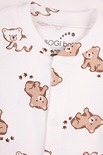 bogibaby Newborn Baby Rompers Hat Teddy Bear Patterned Newborn Outfit