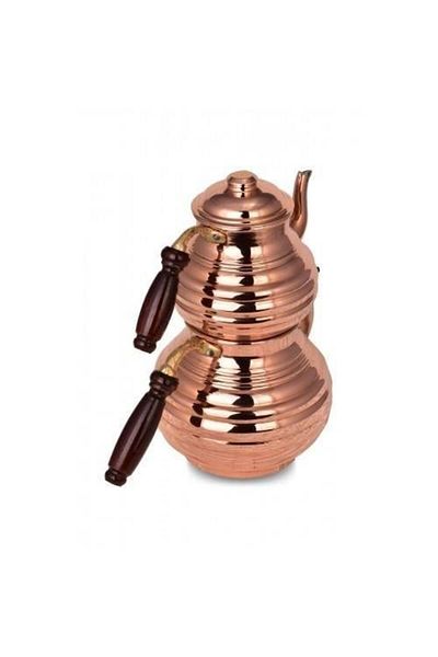 Tanemce Classic Sectioned Teapot Medium Size Hand Hammered Red Copper Teapot