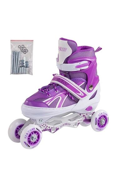 alpmodel Lighted Adjustable Silicone Wheel Metal Body Skates with Bag