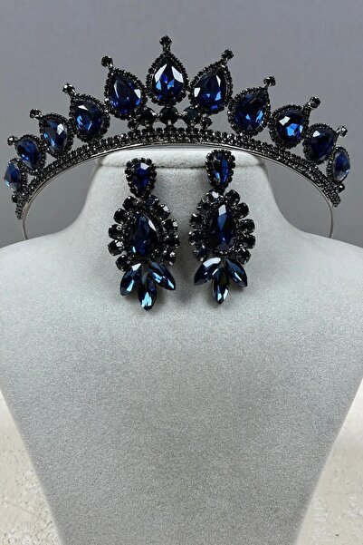 Limelia Set de coroană și cercei cu picătură Neri Model pentru nuntă, cu henn...