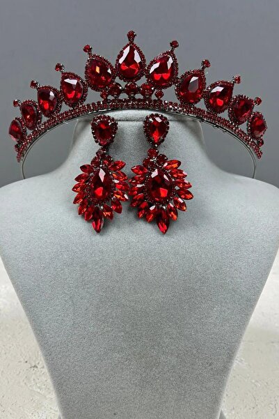 Limelia Set de coroană și cercei cu picătură de apă pentru costum de nuntă Ne...