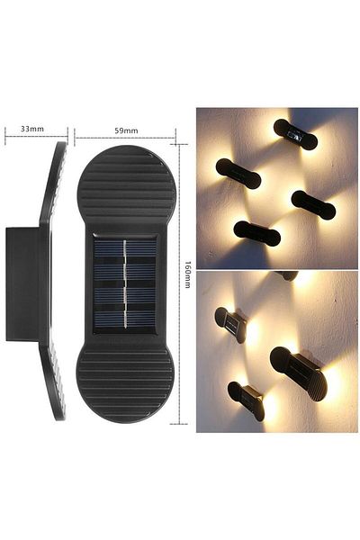 eyemazing Lampă solară de perete, ABS/Policarbonat, IP65, eMazing, 2 LED-uri SMD, 1.2V, Alb cald, 16x5.9x3.3 cm