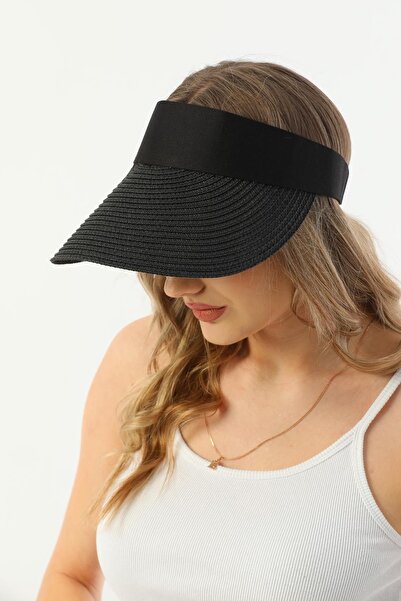 Ritagarcia Hasır Tenisci Siyah Vizör Şapka