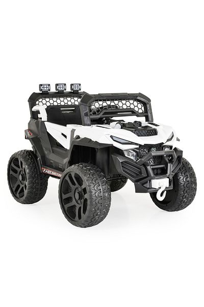 Moni Masinuta electrica pentru copii 3-6 Ani, 4 Motoare, Moni Jeep ATV Alb, MP3, 2 Viteze,Telecomanda