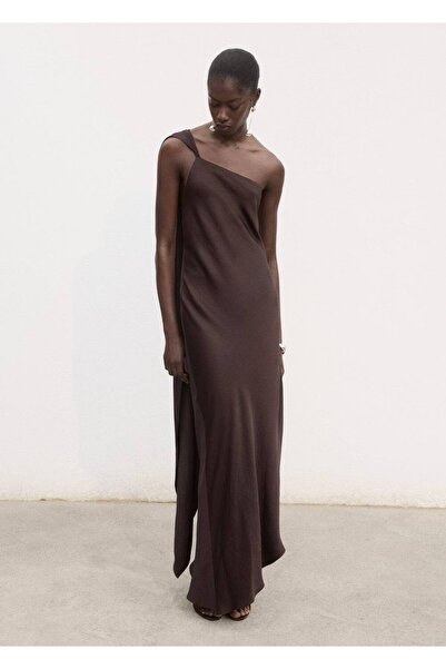 MANGO Woman Asimetrik saten elbise