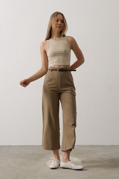 buğrahayalin Belt Collar Detailed Trousers - Khaki