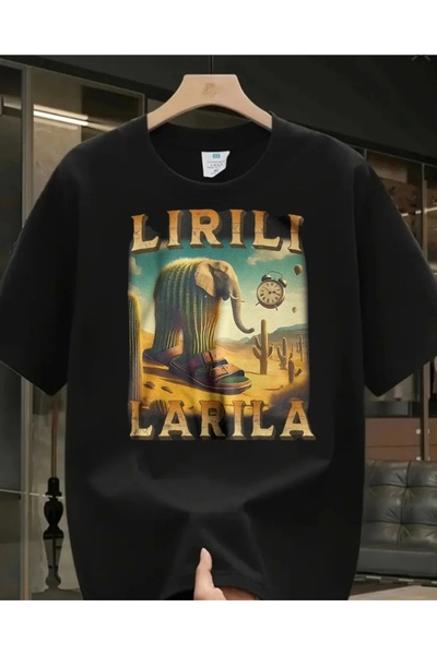 1blood Μαύρο Lirili Larila με στάμπα Unisex Oversize T-shirt