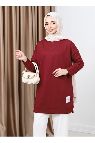 FABİMOD Women's Seasonal Loose Crew Neck Embroidered Long Hijab Tunic Long Sports Model Seasonal Tunic