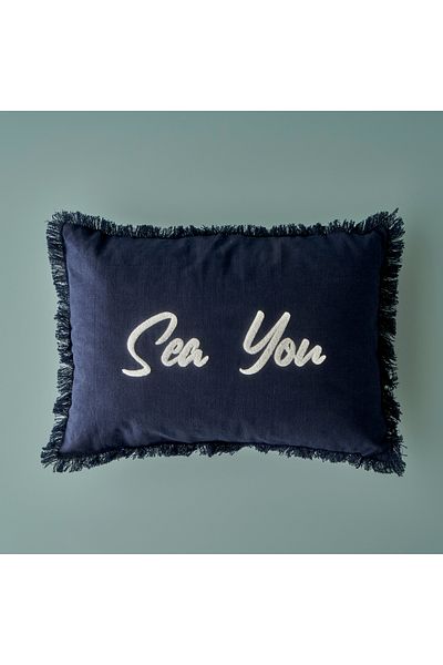 Bella Maison 100% Cotton Marine Punch Throw Pillow Cover Navy Blue (35X50 cm)
