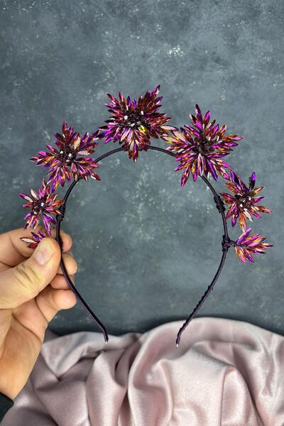 Limelia Coroană de henna de mireasă cu piatră de stea de prun și accesoriu pe...