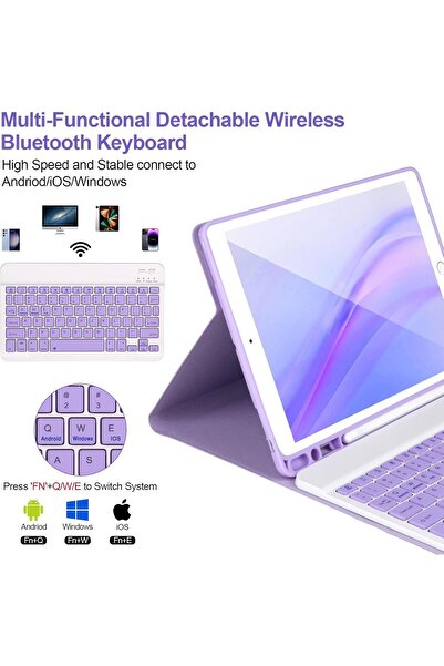 Fogy Apple Ipad 7.8.9.nesil 10.2 Uyumlu Için Çıkarılabilir Bluetooth Türkçe Klavyeli Kılıfı